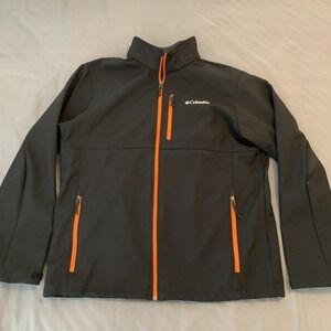 Columbia Jacket Mens XLT Tall Black Softshell Fleece Lined Full Zip Outdoor
